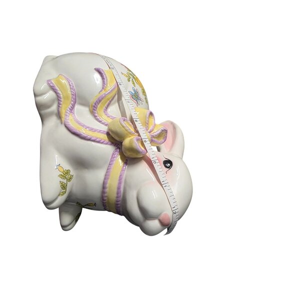 Large Ceramic Bunny Figurine With Floral & Bow Details - Picture 10 of 10